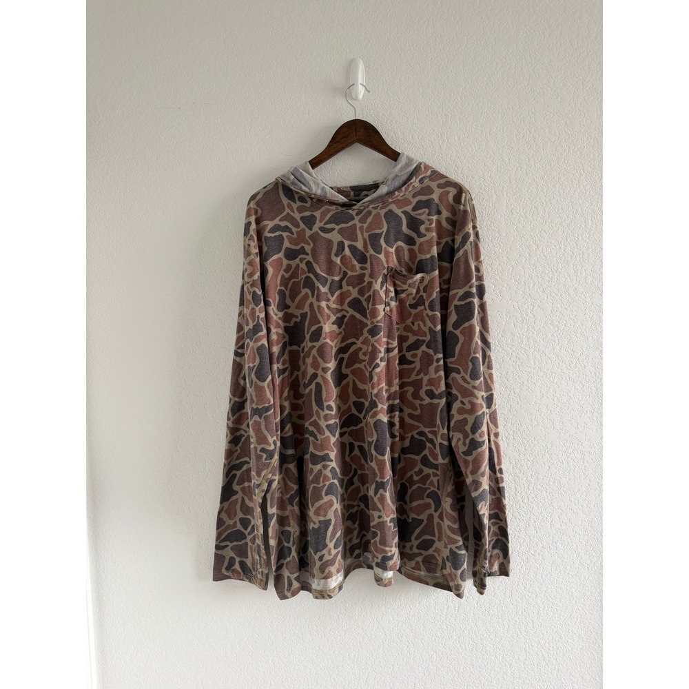 Poncho Outdoors Duck Camo Hoodie Size 3XL Brown Recycled Blend Pocket Shirt
